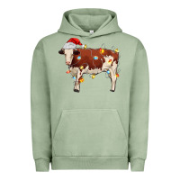 Pigment Oil Green Christmas cow Urban Hoodie - MaliasSmallBusiness