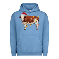 Pigment Pebble Blue Christmas cow Urban Hoodie - MaliasSmallBusiness