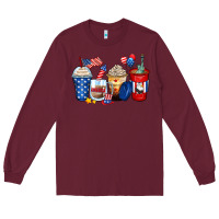 Burgundy 4th of july coffee cups Long Sleeve Tee - Zillion Design Studio