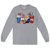 Heather Grey 4th of july coffee cups Long Sleeve Tee - Zillion Design Studio