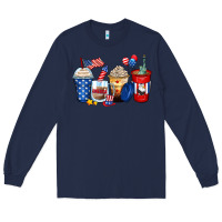 Navy 4th of july coffee cups Long Sleeve Tee - Zillion Design Studio