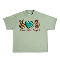 Oil Green peace love cowgirl Urban Heavy Tee - texasbilliewilder