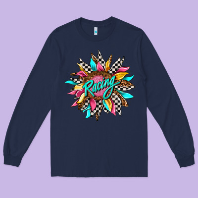 Racing Sunflower Long Sleeve Tee Designed By Adodesignshop