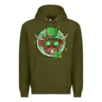 Army Green st. patrick's day heifer Premium Hoodie - MaliasSmallBusiness