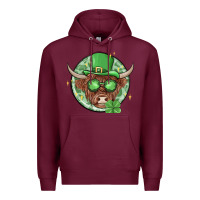 Burgundy st. patrick's day heifer Premium Hoodie - MaliasSmallBusiness