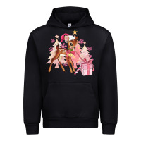 Black reindeer pink christmas Urban Hoodie - MaliasSmallBusiness