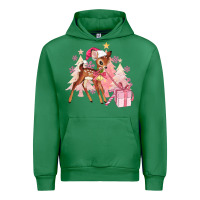Emerald reindeer pink christmas Urban Hoodie - MaliasSmallBusiness