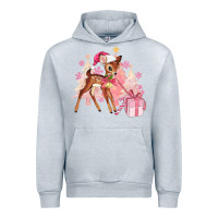 Heather Grey reindeer pink christmas Urban Hoodie - MaliasSmallBusiness