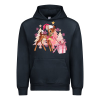 Navy reindeer pink christmas Urban Hoodie - MaliasSmallBusiness