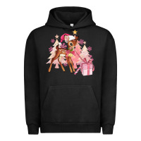 Pigment Black reindeer pink christmas Urban Hoodie - MaliasSmallBusiness