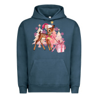Pigment Midnight Navy reindeer pink christmas Urban Hoodie - MaliasSmallBusiness