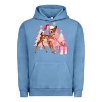 Pigment Pebble Blue reindeer pink christmas Urban Hoodie - MaliasSmallBusiness