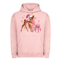 Pigment Salmon reindeer pink christmas Urban Hoodie - MaliasSmallBusiness