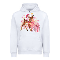 White reindeer pink christmas Urban Hoodie - MaliasSmallBusiness