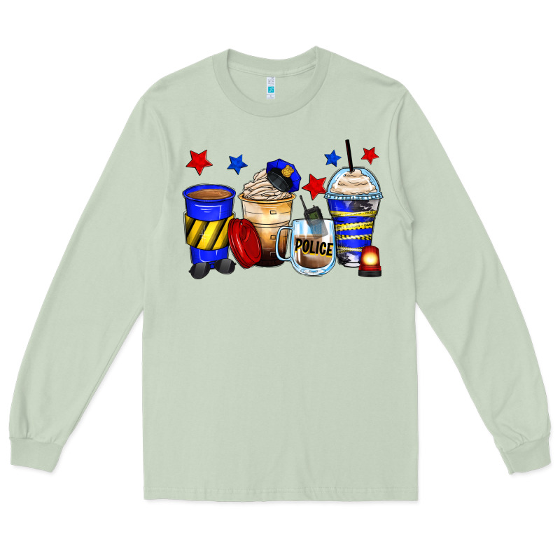 Police Coffee Cups Long Sleeve Tee by Zillion Design Studio | Teevron
