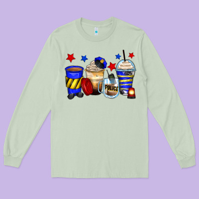 Police Coffee Cups Long Sleeve Tee Designed By Zillion Design Studio