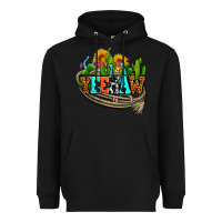 Black yeehaw and cactus with horseshoe Heavyweight Hoodie - AdoDesignShop