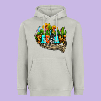 Yeehaw And Cactus With Horseshoe Heavyweight Hoodie Designed By Adodesignshop