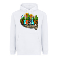 White yeehaw and cactus with horseshoe Heavyweight Hoodie - AdoDesignShop