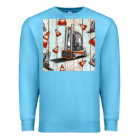 Ocean Blue forklift seamless pattern Premium Sweatshirt - BundleAndBundleShop