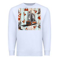 White forklift seamless pattern Premium Sweatshirt - BundleAndBundleShop
