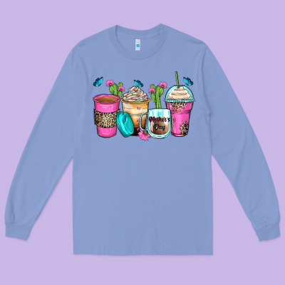 Mother's Day Coffee Cups Long Sleeve Tee Designed By Zillion Design Studio