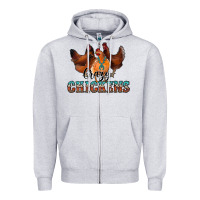 Heather Grey crazychickens Zipper Hoodie - CowhideDigitalArt