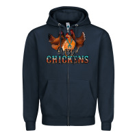 Navy crazychickens Zipper Hoodie - CowhideDigitalArt