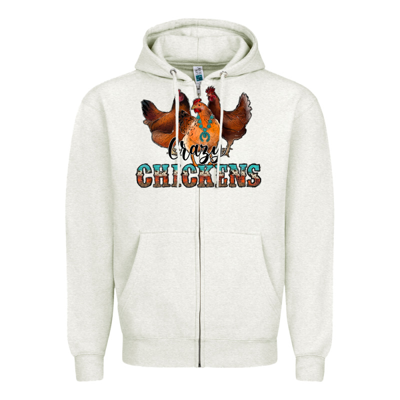 Crazychickens Zipper Hoodie by CowhideDigitalArt | Teevron