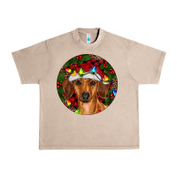 French Oak Christmas Dachshund Urban Heavy Tee - RanaPortraitStore