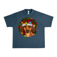 Midnight Navy Christmas Dachshund Urban Heavy Tee - RanaPortraitStore