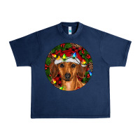 Navy Christmas Dachshund Urban Heavy Tee - RanaPortraitStore