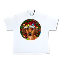 White Christmas Dachshund Urban Heavy Tee - RanaPortraitStore