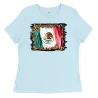 Baby Blue distressed mexico flag Ladies Tee - BarkalooDesign