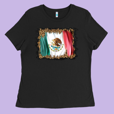 Distressed Mexico Flag Ladies Tee Designed By Barkaloodesign