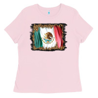 Bubblegum Pink distressed mexico flag Ladies Tee - BarkalooDesign