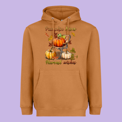 Pumpkin Kisses Harvest Wishes Heavyweight Hoodie Designed By Bundleandbundleshop