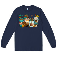 Navy indian headdress coffee cups Long Sleeve Tee - Zillion Design Studio
