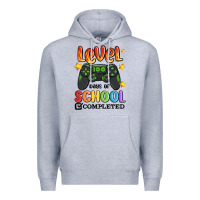 Heather Grey level 100 days of school completed Premium Hoodie - MaliasSmallBusiness
