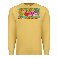 Antique Gold love and sunflower with pen and apple license plate template Premium Sweatshirt - Artiststas