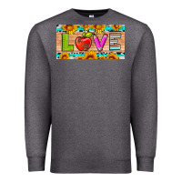 Charcoal Heather love and sunflower with pen and apple license plate template Premium Sweatshirt - Artiststas