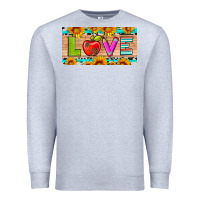 Heather Grey love and sunflower with pen and apple license plate template Premium Sweatshirt - Artiststas