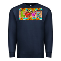 Navy love and sunflower with pen and apple license plate template Premium Sweatshirt - Artiststas