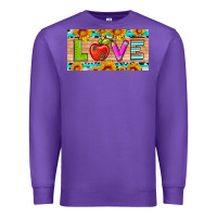 Purple love and sunflower with pen and apple license plate template Premium Sweatshirt - Artiststas