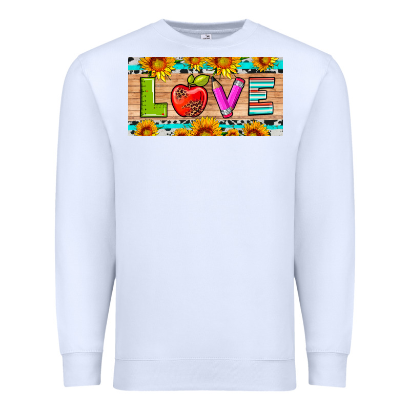 Love And Sunflower With Pen And Apple License Plate Template Premium Sweatshirt by Artiststas | Teevron
