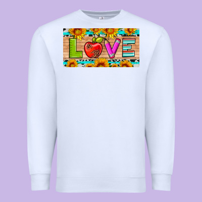 Love And Sunflower With Pen And Apple License Plate Template Premium Sweatshirt Designed By Artiststas