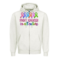 Oatmeal Heather fight cancer in all colors Zipper Hoodie - HRA Design Shop