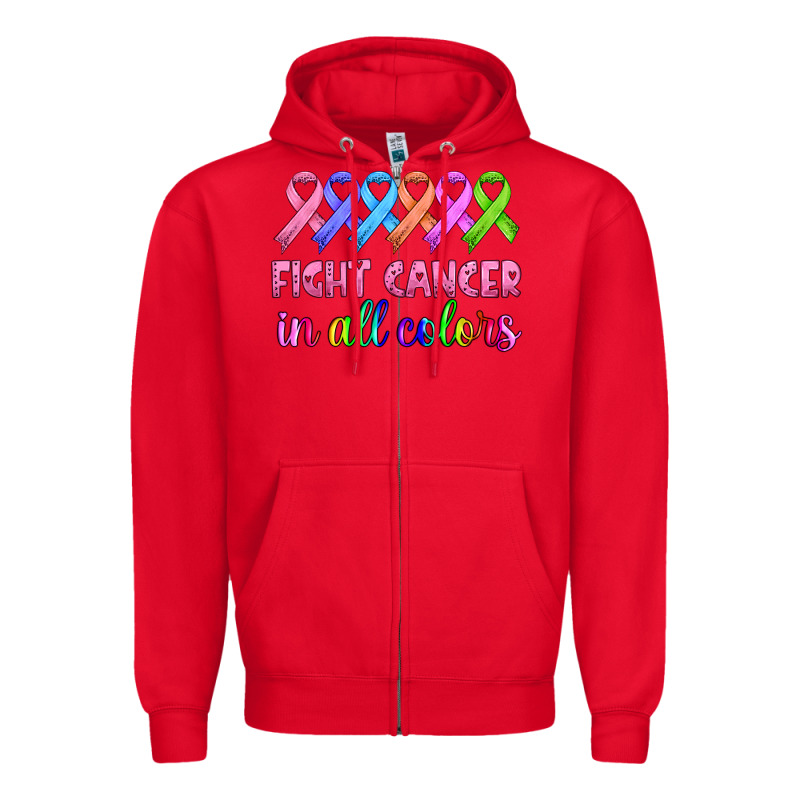 Fight Cancer In All Colors Zipper Hoodie by HRA Design Shop | Teevron