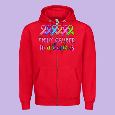 Fight Cancer In All Colors Zipper Hoodie Designed By Hra Design Shop