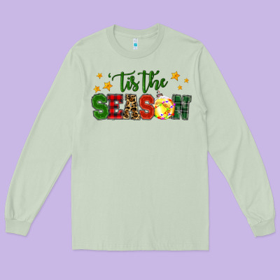 'tis The Season Softball Christmas Long Sleeve Tee Designed By Ranaportraitstore